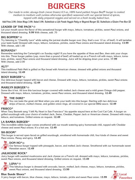 Cool Cat Cafe Lahaina's Menu - MENU Magazine