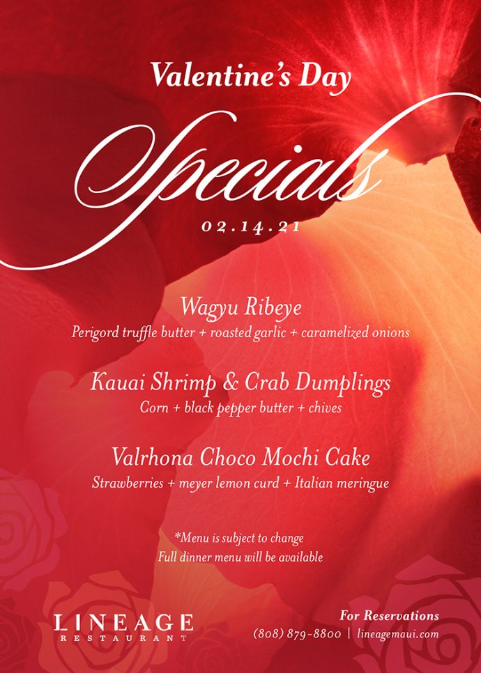 Maui Restaurants Celebrate Valentine's Day with Specials! MENU Magazine