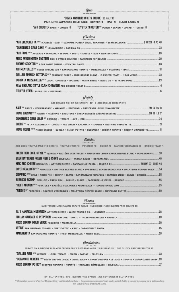 Honu Oceanside Lunch And Dinner Menus MENU Magazine   Honu Drink Menu Page 629x1024 